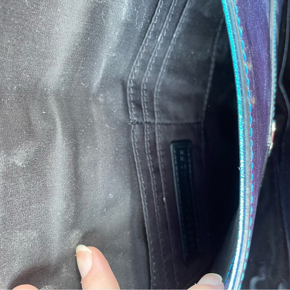 Rare Rebecca Minkoff Iridescent Blue Envelope Clutch - Picture 5 of 7